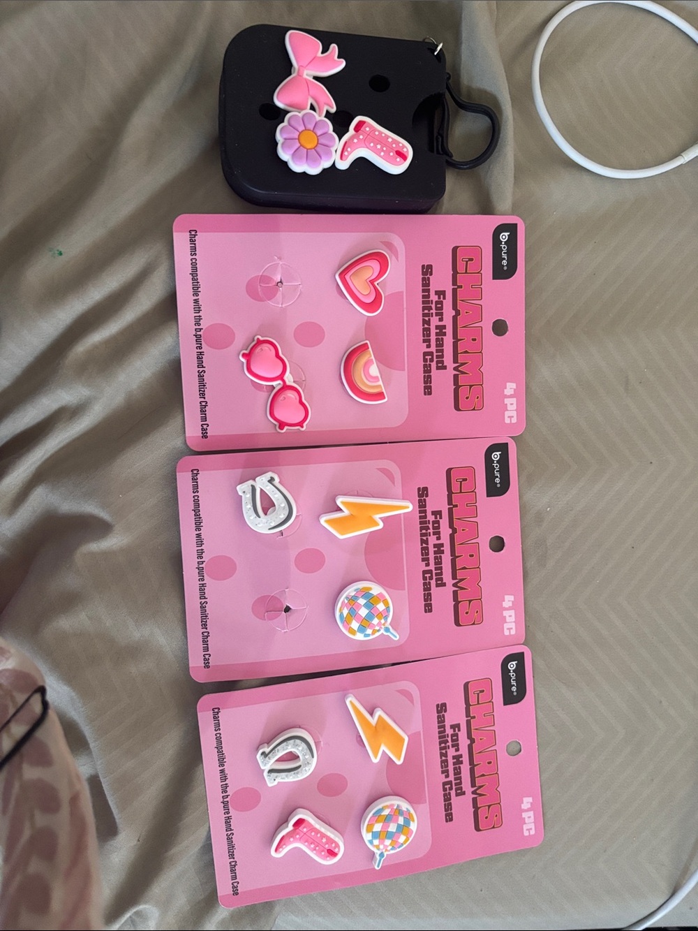 Cute Pink Silicone Charms Set for Cases — Assorted Icons